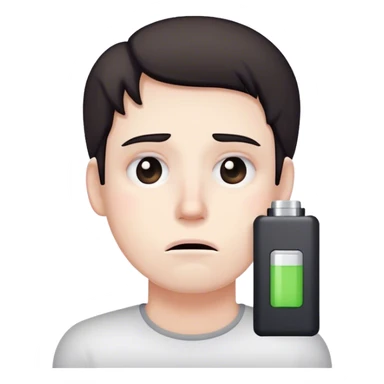 Low battery next to a tired person’s face sticker