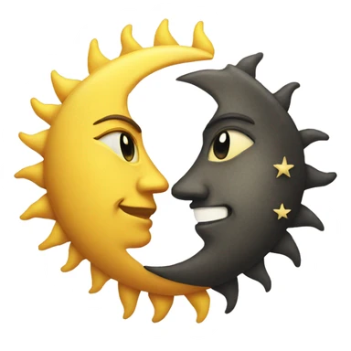 sun and moon looking at eachother sticker
