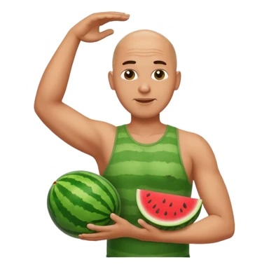 A bald guy carrying watermelons in the armpits sticker