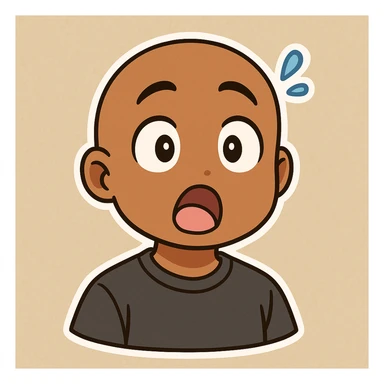 Change the expression to a surprised expression, keep the same chibi stickers style and background. sticker