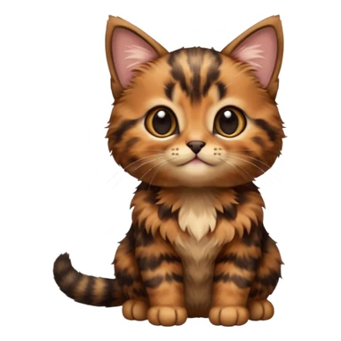 A high-resolution photo-realistic digital illustration of a brown tortoiseshell kitten, chest upward sticker