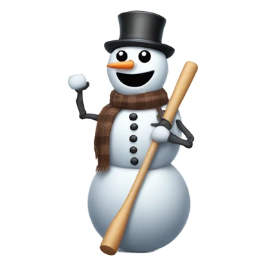 snowman  with sunglasses and vest. baseball bat arms sticker