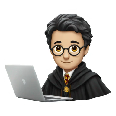 Harry Potter works on a laptop sticker