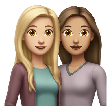 A blonde white skin sister and a brunette white skin sister together sticker