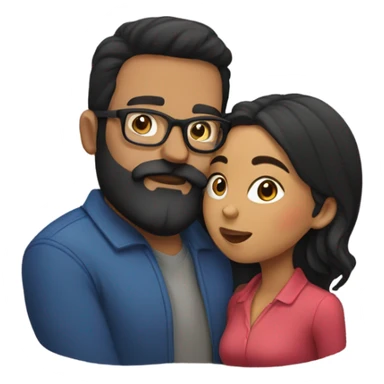 Latina Girl kissing a man with dark beard and glasses sticker