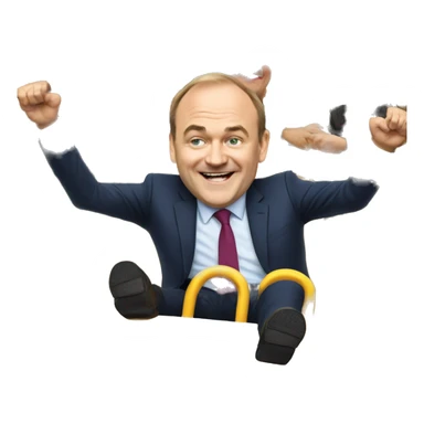 Liberal Democrat leader Ed Davey smiling on a rollercoaster sticker