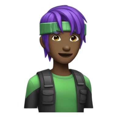 boy with purple and green hair and enderman hat sticker