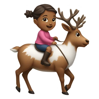 2 year old baby girl riding a reindeer  sticker