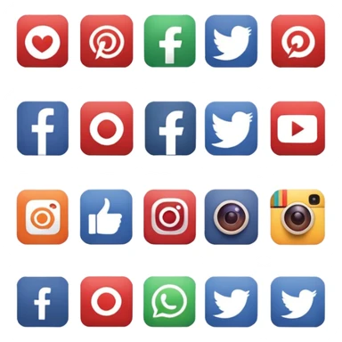Socail media sauare emoji style icons 
Creat the quadrant with the logos of F.B, X, Trustpilot, Instagram, Youtube, Linkedineach icon is ther only ones, asme size, only icons of the social media that I mentioned only 6 icons and only of the companies that I mentioned sticker