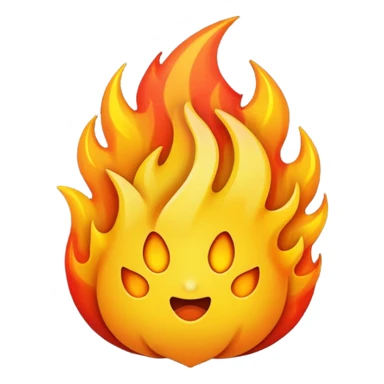 fire emoji in iPhone style, with a larger, more intense flame sticker