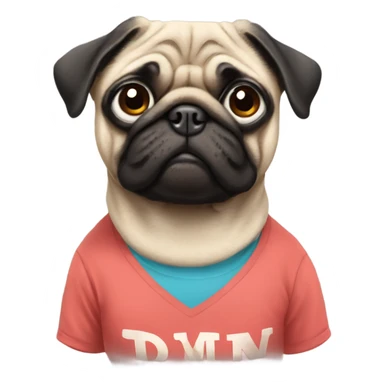 pug wearing a t-shirt sticker
