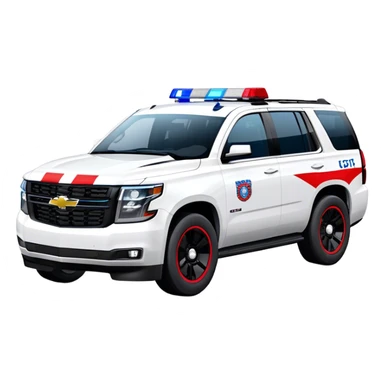 Emergency Response SUV - Chevrolet Tahoe (Model Year: 2021) (Iconic colour: White with red/blue sirens) sticker