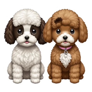 2 dogs. One is a mini poodle brown and the other one is a shitzu black with minimal white. sticker