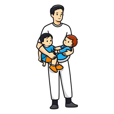 White man holding a child, parent and child sticker