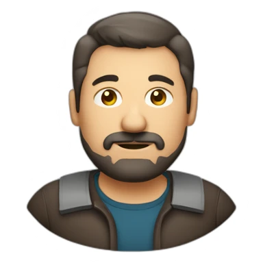 fat middle aged web developer short dark brown graying hair goatee sticker