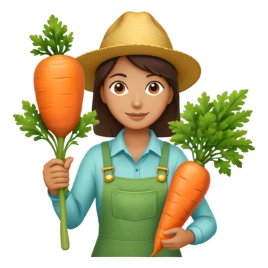 Female gardener with trophy and giant carrot sticker