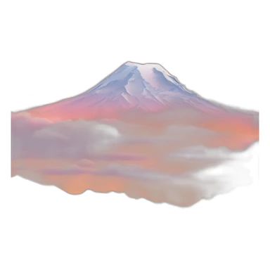 Mount rainier at sunset, sky with wispy clouds, pink and orange sticker