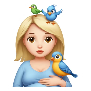 Pregnant girl with bird on her head  sticker