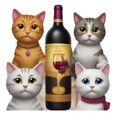 6 cool cats with a giant bottle of wine sticker