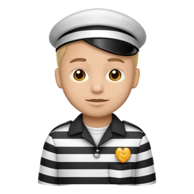 cartoon prisoner in striped uniform, simple emoji style sticker