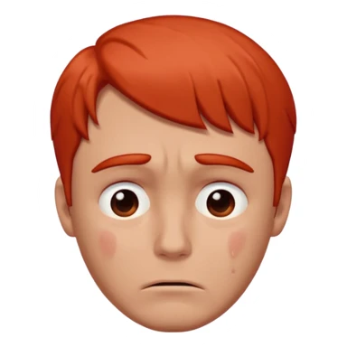 man with no red or orange hair. His face is intensely red, visibly flushed and over-reddened, as if he's been crying hard. His expression is sad, and a single clear tear flows down his cheek. The style should be simple, clean, and consistent with modern emoji design. sticker