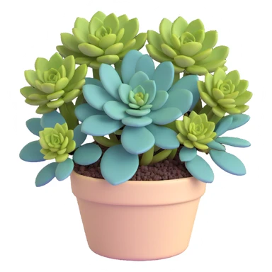 Sedum Pachyphyllum succulent with chubby blue-green leaves in a beige pot sticker