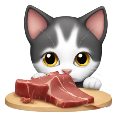 Kitten eating meat sticker