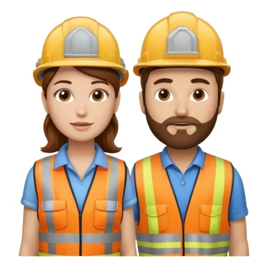 me haces una mujer pelo marron y un hombre con barba , que ambos esten vestidos como constructores de obra que sean blancos de piel  sticker