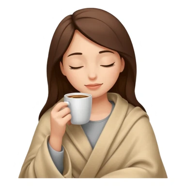 Girl inside a blanket sipping coffee eyes closed sticker