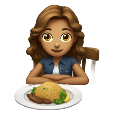 Brown hair Girl dinner sticker