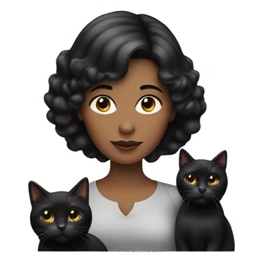 black hair woman with two black cat sticker