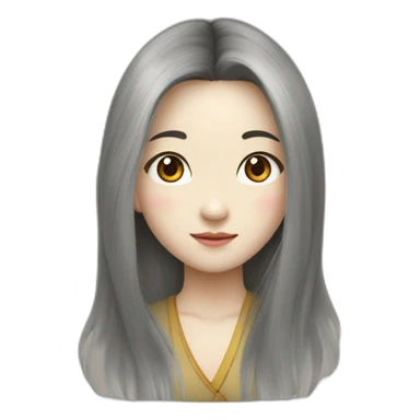 long hair chinese with glass sticker