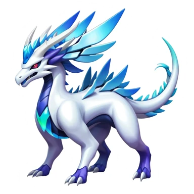 Colorful Iridescent Futuristic Modern Epic Legendary Shiny Cyber-Suicune-Dialga-Reshiram-Creature, (full body) sticker