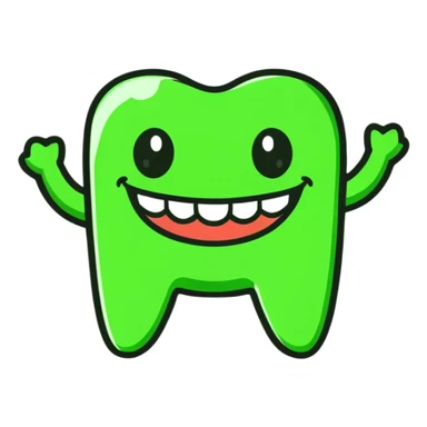 smiling teeth with green braces sticker