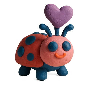 playful and 3D love bug, claymation style sticker