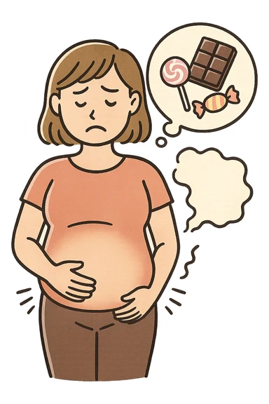 gonfiore addominale e voglia di dolci sticker