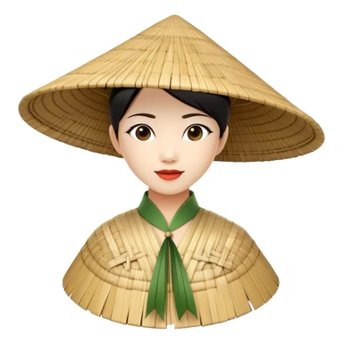 ​Cinematic Realistic Traditional Vietnamese Nón Lá, depicted as a delicately crafted conical hat made of bamboo and palm leaves with subtle texture and natural wear, evoking authentic cultural heritage, please show the hat only sticker