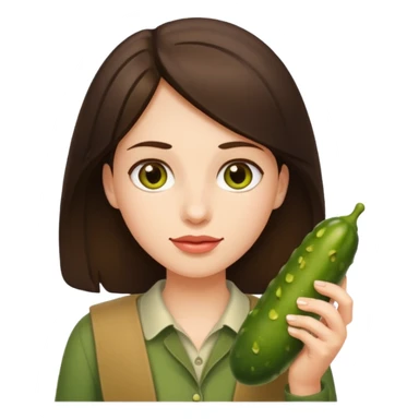 Brunette with pickle sticker