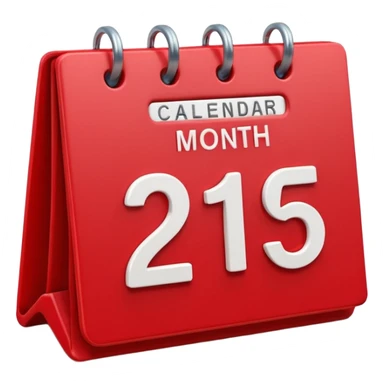 minimalistic Apple-style emoji icon of a calendar in 3D perspective, single date number centered, no text or month name, soft shadows, realistic glossy material, subtle depth, high-resolution, modern flat 3D design sticker