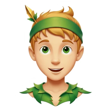 Cinematic Realistic Peter Pan Portrait, head tilted dramatically with an exaggeratedly amused expression, featuring sparkling eyes filled with playful mischief. His iconic outfit is rendered in vivid detail with dynamic shadows, capturing the delightful interplay of bravery and whimsy that defines his timeless character. sticker