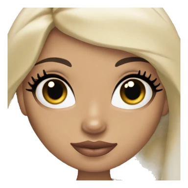 Bratz, bride, black hair, olive skin, hazel almond cat eyes sticker