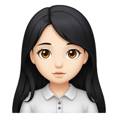 Cute girl long black hair brown eyes sticker