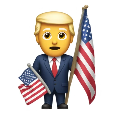 Donald trump holding a American flag sticker