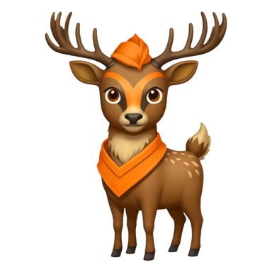 crea una mascota de equipo que sea un venado de cuerpo completo y lleve un chaleco con el nombre de telamon que en el chaleco diga telamon, el chaleco de color naranja, que en el lado izquierdo del chaleco diga telamon sticker