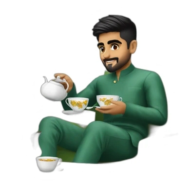 Babar Azam taking tea sticker