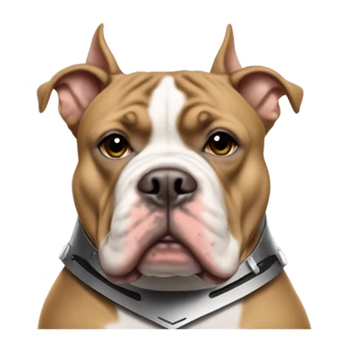 Tan American bully with cropped ears wearing a raiders helmet sticker