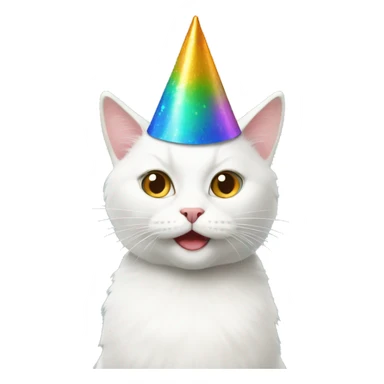 white Cat with a party hat sticker