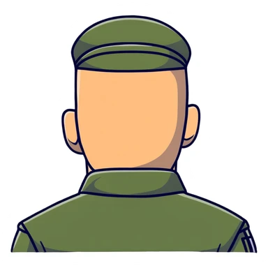 back view of military soldier's head with crew cut sticker