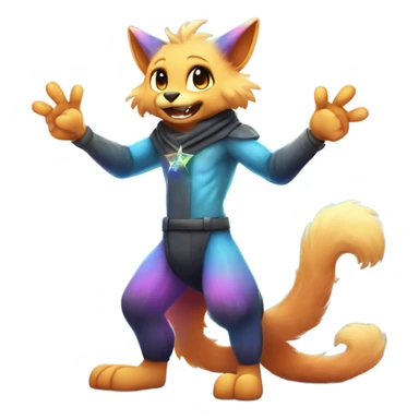 gradient-Sparkle-nebula-fursona anthropomorphic furry Fakémon full body sticker