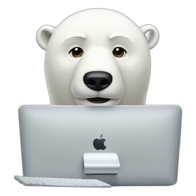A polar bear with an iMac sticker